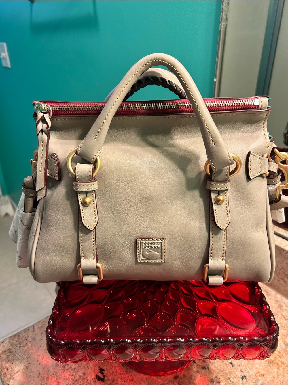 Dooney & Bourke  BNWT Mini Taupe Leather Satchel with  Zipper